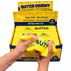 Jucărie Antistres Squishy Butter Gigant Galben 23cm, Super Moale și Elastică, 3+ Ani - Img 4