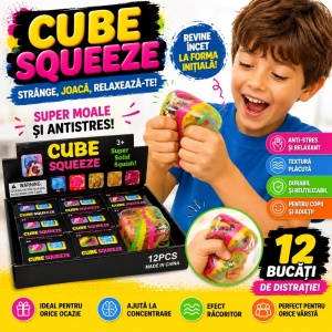 Jucărie Antistres Squishy Cub Marble Colorat, Model Aleatoriu, Slow Rising, Moale și Elastică