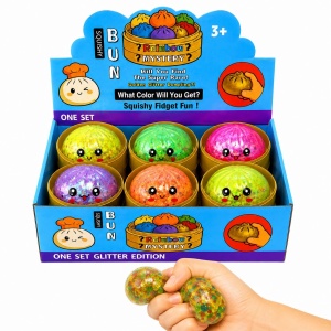Jucărie Antistres Squishy Dumpling cu Bile Gel Multicolore mici, 8.5 cm, Elastică, Model/Culoare Aleatorie - Img 4