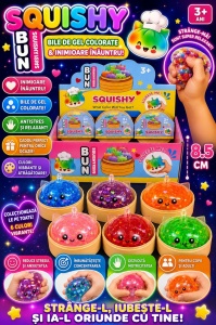 Jucărie Antistres Squishy Dumpling Unicorn cu sclipici si bile din gel , 8.5 cm – Jucărie Senzorială pentru Copii
