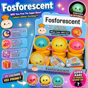 Jucărie Antistres Squishy Fosforescentă 8.5 cm – Model Aleatoriu, Glow in the Dark