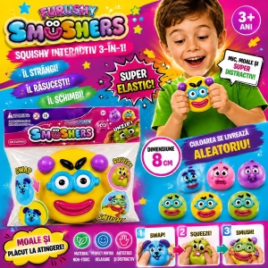 Jucărie Antistres Squishy Smushers 8 cm, Super Elastică, Model și Culoare Livrate Aleatoriu