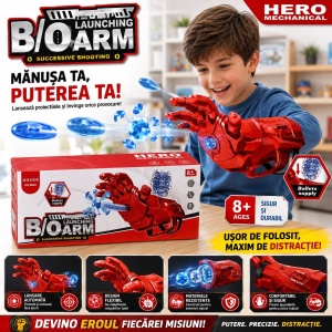 Jucărie Pistol cu Bile din Gel – Mănușă Lansator Automat cu Proiectile Gel, Hero Mechanical, 8+ Ani - Img 3