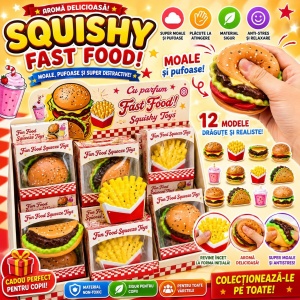 Jucărie Squishy Fast-Food – Model Aleatoriu, Antistres Moale și Distractivă