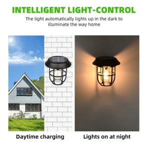 Lampă solară de grădină LED cu spic, neagră, plastic rezistent, lumină caldă, cu montaj ușor - Img 3
