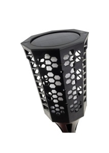 Lampă solară decorativă tip torță LED, set 2 bucăți, plastic, negru - Img 8