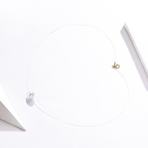 Lantisor invizibil reglabil 36cm Roxe cu perla eleganta minimalista - Img 4