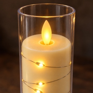 Lumânare LED decorativă, și sticla transparenta, efect realist flacără, 15,5 cm - Img 4