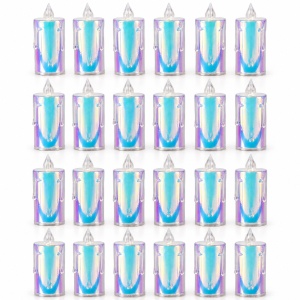 Lumânări LED decorative , set 24 bucăți, finisaj irizat , efect flacara realist, 10,5 cm, plastic - Img 3