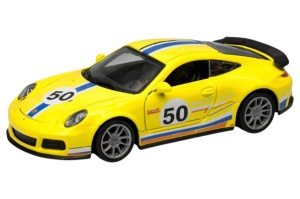 Mașină metalică die-cast galbenă cu uși care se deschid, model 50, 14 cm
