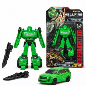 Masinuta transformabila robot 2 in 1, verde, 24 cm