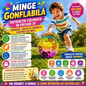 Minge Gonflabilă Colorată pentru Copii cu Insecte Vesele - Joacă Activă și Distracție Zilnică - Img 2