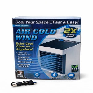 Mini aparat de răcire aer portabil Air Cold Wind, răcitor personal cu umidificare USB, alb - Img 2