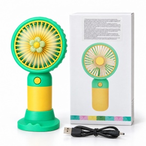 Mini ventilator portabil cu acumulator, 3 trepte de viteză, încărcare USB, model floare - Img 3
