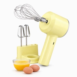Mixer electric portabil 2 in 1 cu accesorii, reincarcabil USB, galben