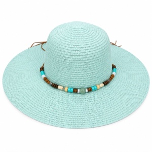 Palarie de Soare Turcoaz pentru Femei cu Accesorii Decorative si Protectie UV