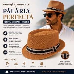 Pălărie Maro Panama pentru Bărbați – Elegantă, Respirabilă și Confortabilă pentru Vară - Img 2