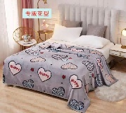 Patura Cocolino Pufoasa cu Model Inimi Happy, 200x220 cm, Gri