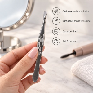 Pensetă pentru sprâncene RIGE Classic din metal, 1 bucată - Img 4