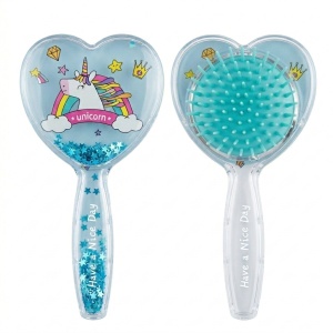 Perie de Păr 15cm , inimioara cu Unicorn– Descurcare Delicată, Diverse Modele - Img 2
