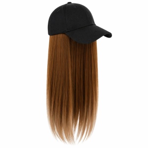 Peruca lunga 50 cm cu sapca neagra, par saten drept