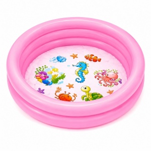 Piscina Gonflabila pentru Copii, Roz, cu Model Animale Marine, PVC Rezistent