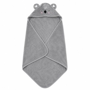 Prosop cu Glugă pentru Copii și Bebeluși Gri – Model Koala, Moale și Absorbant
