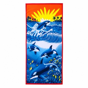Prosop de Plajă, model Ocean 70x140 cm – Prosop din Microfibră cu Design Marin Exotic - Img 2