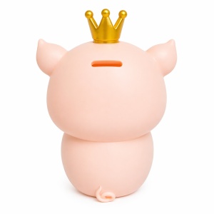 Pușculiță purceluș roz 22 cm cu fundă roșie – cutie economii cu capac inferior - Img 3