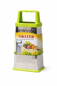 Razatoare bucatarie inox cu 4 fete 23x10 cm, maner si baza verde deschis
