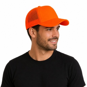 Sapca reglabila unisex cu plasa, portocaliu neon, marime universala - Img 3