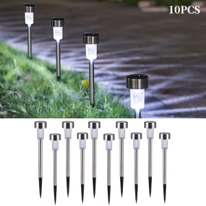 Set 10 Lămpi Solare LED pentru Grădină, Metal și Plastic, Lumină rece, Argintii - Img 4