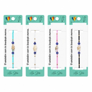 Set 12 Brățări Reglabile cu Pandantiv Scoică și Ochi Protector, Multicolore