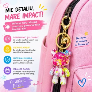 Set 12 Brelocuri Ursuleț 5,5 cm – Mix Culori Splash, Accesorii pentru Chei, Ghiozdan și Geantă - Img 3