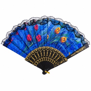 Set 12 Evantaie Elegante cu Dantelă 23 cm – Modele Florale Diverse, Culori Diferite - Img 2