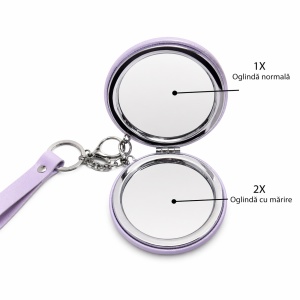 Set 12 oglinzi cosmetice rotunde 7 cm, design elegant cu breloc - Img 3