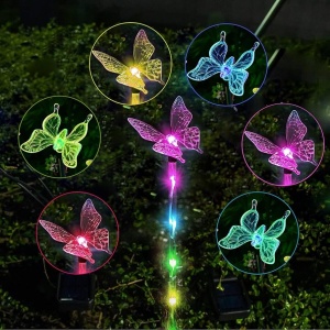 Set 2 Lămpi solare de grădină LED, multicolore, model cu fluturi , 33x6 cm, plastic - Img 7