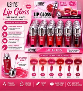 Set 24 Luciu de Buze Hidratante USHAS Lip Gloss Even Color – 6 Nuanțe Strălucitoare, Efect Glossy - Img 2