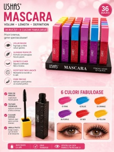 Set 36 Mascara Colorate USHAS Volume & Length – 6 Culori Vibrante, Efect de Volum și Alungire - Img 2
