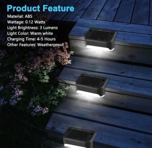Set 4 Lămpi Solare pentru Exterior, montare trepte sau perete, LED, Negru - Img 2