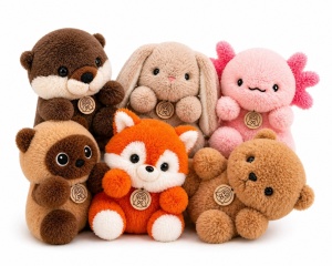 Set 6 animalute de plus parfumate cu bilute, 15 cm, jucarii moi diverse modele