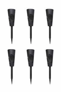 Set 6 Lămpi Solare de Grădină cu Țepușă, LED, Plastic, Negru, YV29