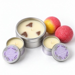 Set cadou Wax Wonder cu lumânări parfumate și bile de baie, aromă lavandă, 20,5x14 cm - Img 6