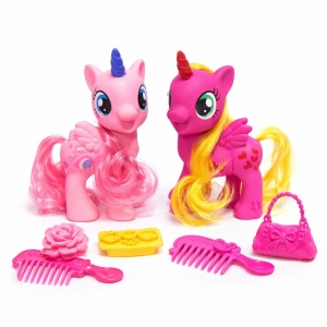 Set pentru fetite cu ponei dragalasi si accesorii, roz, 3+ - Img 2
