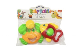 Set Zornaitoare Colorate pentru Bebelusi, 2 Bucati, 24x22 cm, Jucarii pentru Dentitie si Dezvoltare, 3+ luni