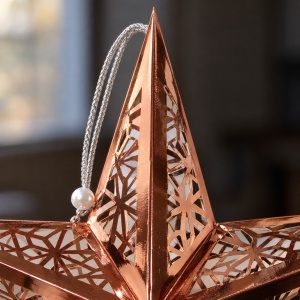 Stea decorativă de Crăciun, rose-gold, plastic și PVC, cu agățătoare, aprox. 45x40 cm - Img 4