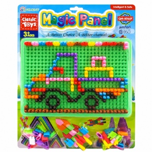 Tabla educativa mozaic cu piese colorate, model vehicule, dezvoltare creativitate 39x29 cm
