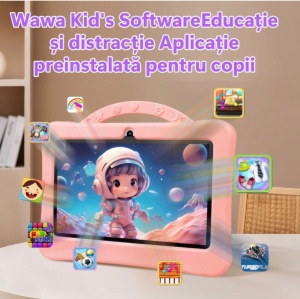 Tableta pentru copii 7 inch Android, 4GB RAM, 128GB, husa silicon, camera dubla, roz - Img 2