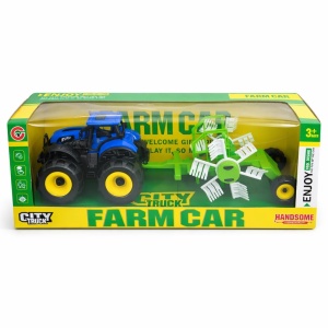 Tractor fermă albastru, plastic ABS, jucărie vehicul agricol