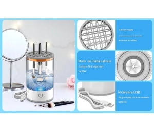 Aparat electric curatare pensule machiaj USB, dispozitiv automat pentru pensule makeup - Img 3